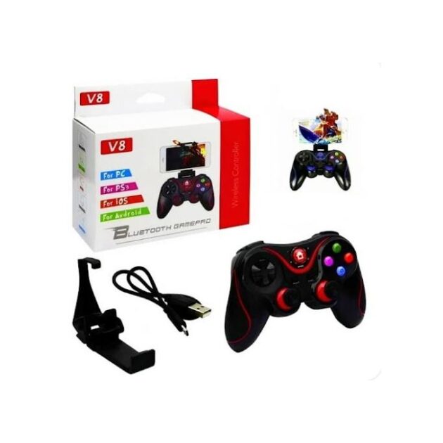 Manette Sans Fil Bluetooth - V8 - Smartphone - Noir/Rouge