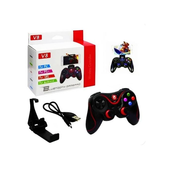 Manette Sans Fil Bluetooth - V8 - Smartphone - Noir/Rouge